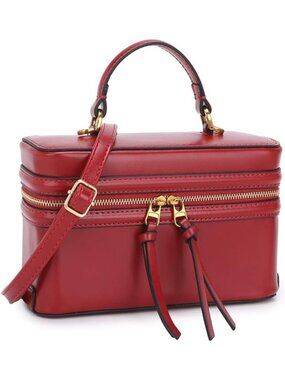 Big Red Classic Satchel Crossbody Purse - Chic Mini Box Bag for Women